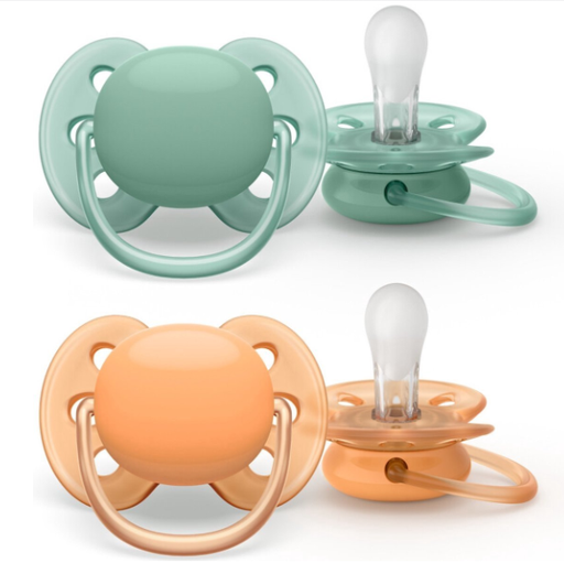 [448014] Avent | Fopspeen Ultra Soft Oranje/Groen +0M 2-pack