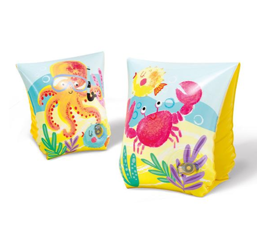 [139361] ZWEMBANDJES, Tropical Buddies, geel/multikleur, vrolijke visprint, pvc, 3-6 jaar, (18 kg tot 30 kg), opblaasbaar