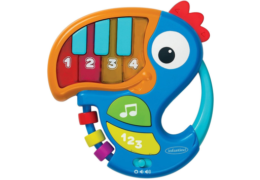 [385395] MUZIEKINSTRUMENT, Piano & Numbers Learning Toucan, Go Gaga, teal, oranje/ groen, kunststof,+muziek,+activities,+6m