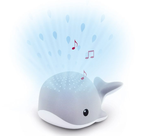 [385404] NACHTLAMP MET PROJECTIE, Wally, grey, wit/grijs, uni, walvis, in kunststof, met muziek, 2020