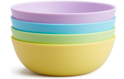 [446088] Munckin | Kom Feeding Bowls Rond Geel/Groen/Blauw/Paars Kunststof 4-pack 