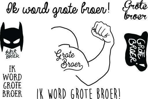 [353808] Minimou | Plaktattoo "Ik word grote broer" Zwart 2-pack