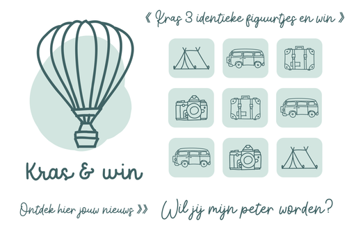 [426971] Minimou | Kraskaart "Wil jij mijn Peter worden?" Green Balloon 21x15cm